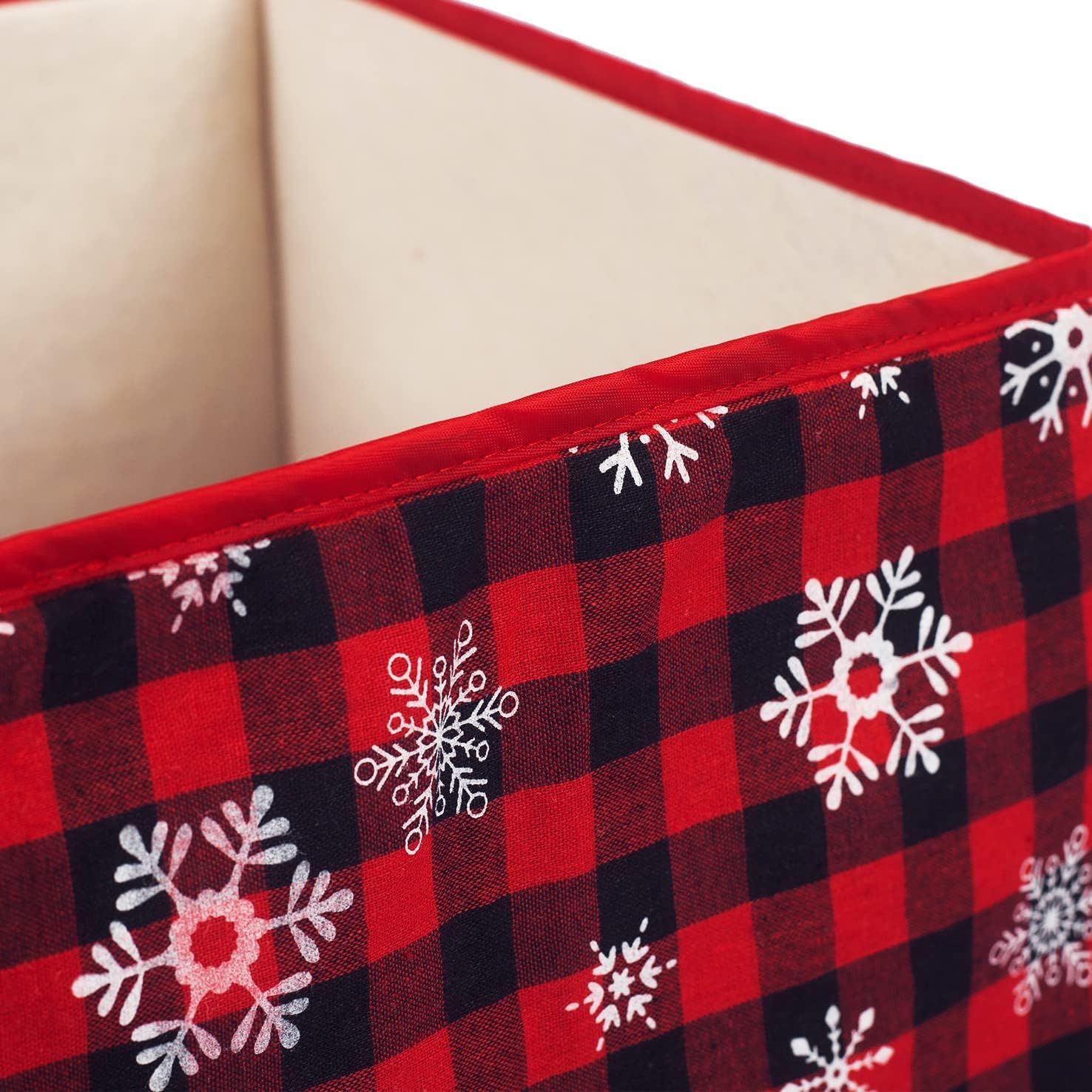 PIKRONSH Christmas Tree Collar Square Tree Ring, Buffalo Plaid Fabric Tree Skirt for Xmas Tree Party Decoration