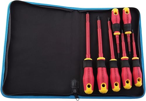 Jonard Tools TK-70INS Juego de destornilladores aislados de 7 piezas con destornilladores aislados Phillips #1, #2 y #3 y cuatro gabinetes ranurados