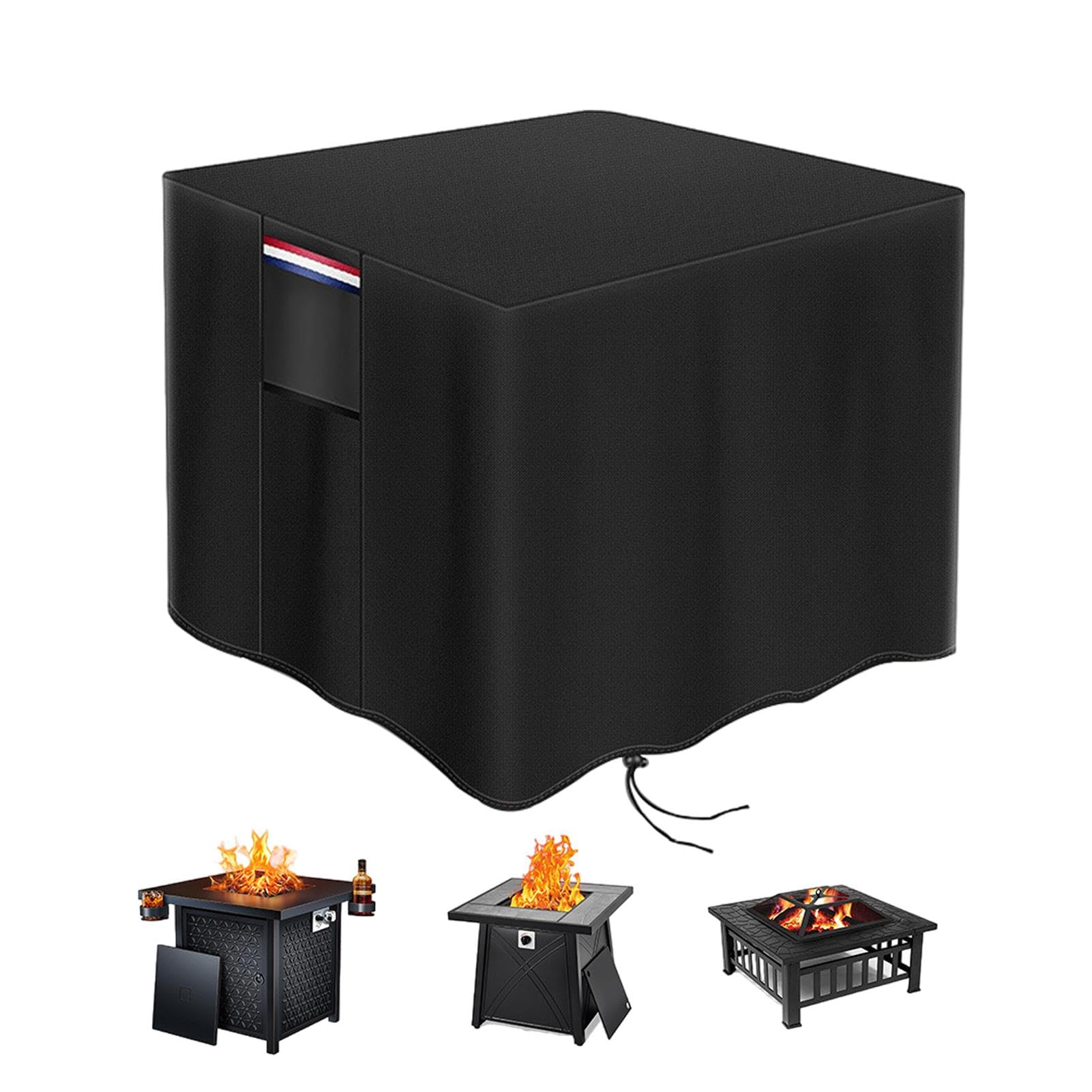 Feuerstelle Abdeckung, 71x71x63cm Outdoor Schutzhülle Für Feuerstelle Quadratische Feuerschalenabdeckung Für GasFeuertisch 420D Abdeckung Für Gartenmöbel Wasserdicht Winterfest