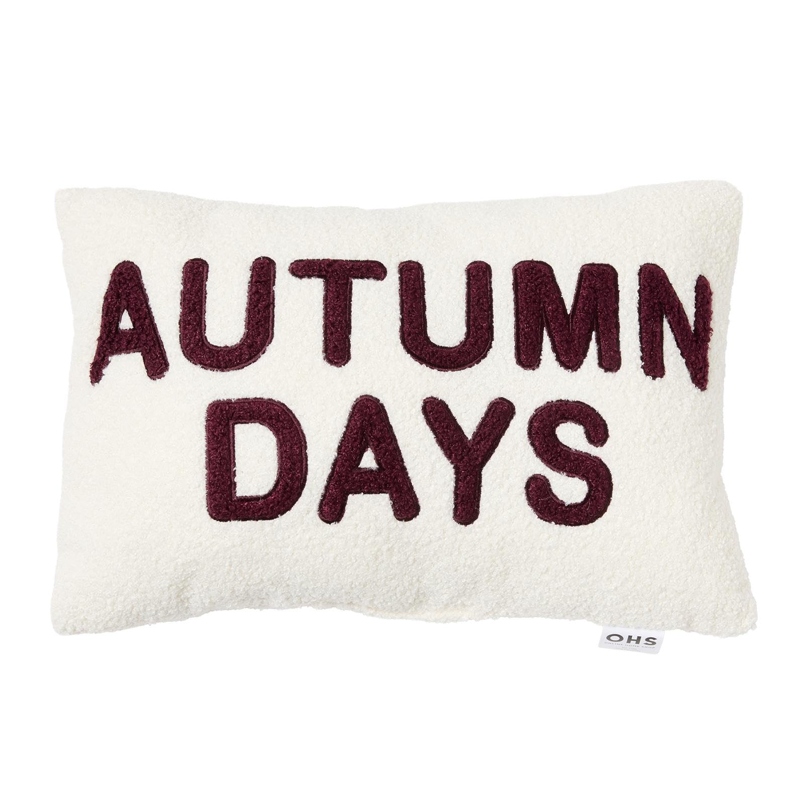 OHS Slogan Cushions Boucle Autumn Decor Scatter Cushions, Cream/Burgundy