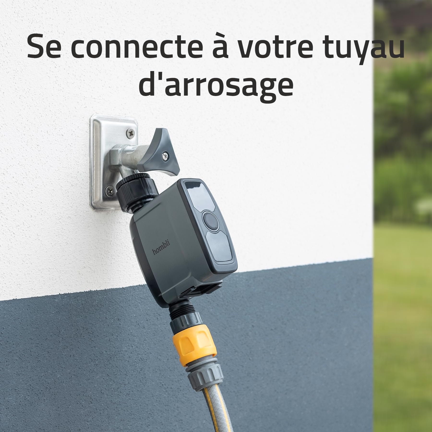 Hombli Smart Contrôleur d'Irrigation avec Bluetooth | Programme d'Irrigation Automatique & à Batterie pour Jardin | Surveiller la Consommation d'eau | Compatible avec Les Types de Robinets Courants