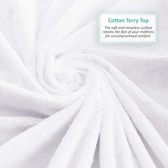 Nestl Premium Cotton Terry Mattress Protector Soft and Waterproof Twin 14 Inch Deep Pocket Mattress Protector Breathable & Noiseless Cover
