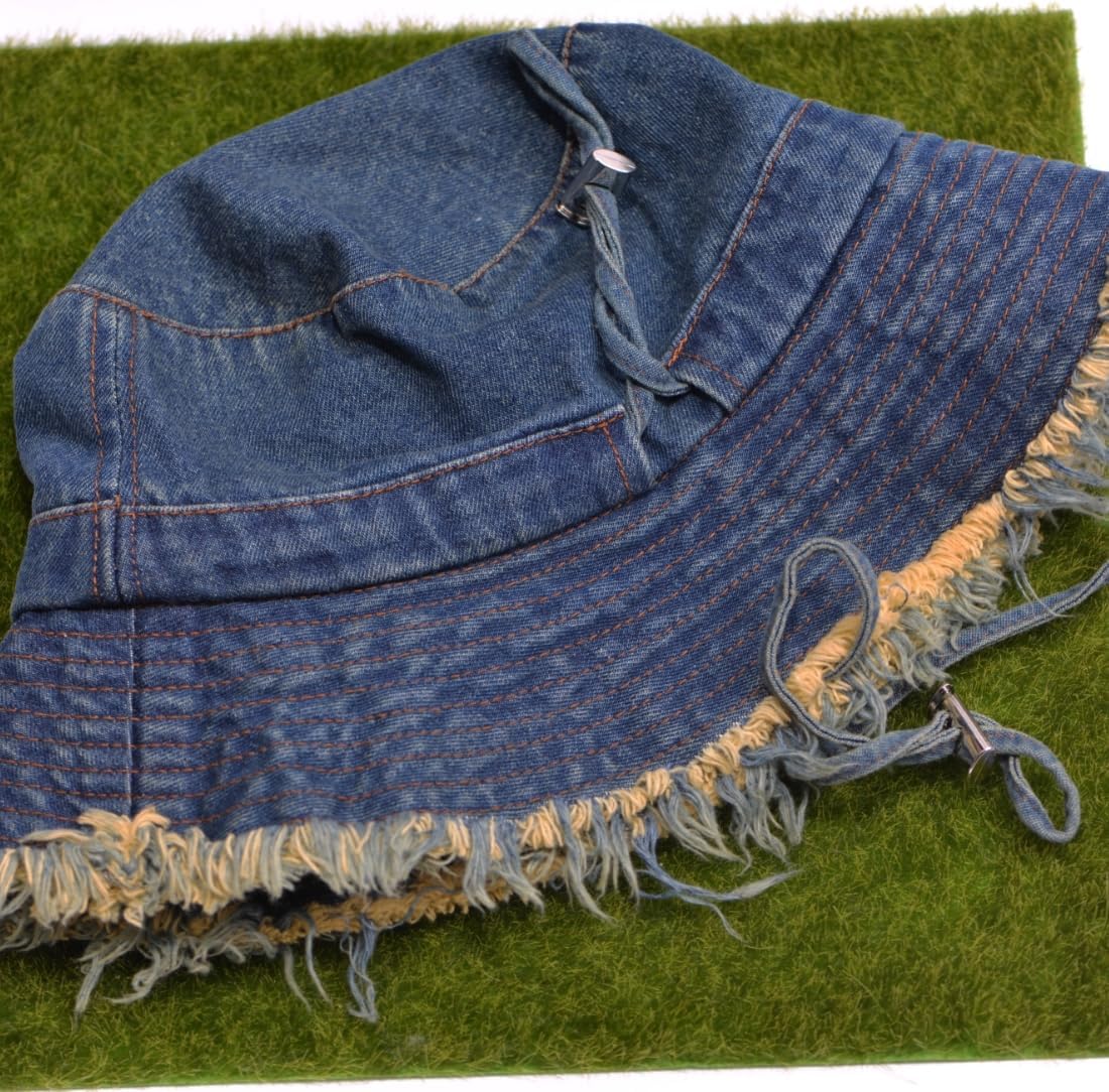 Cotton Denim Distressed Bucket Hat, Sun Hat, Hat for Men and Women - Image 7