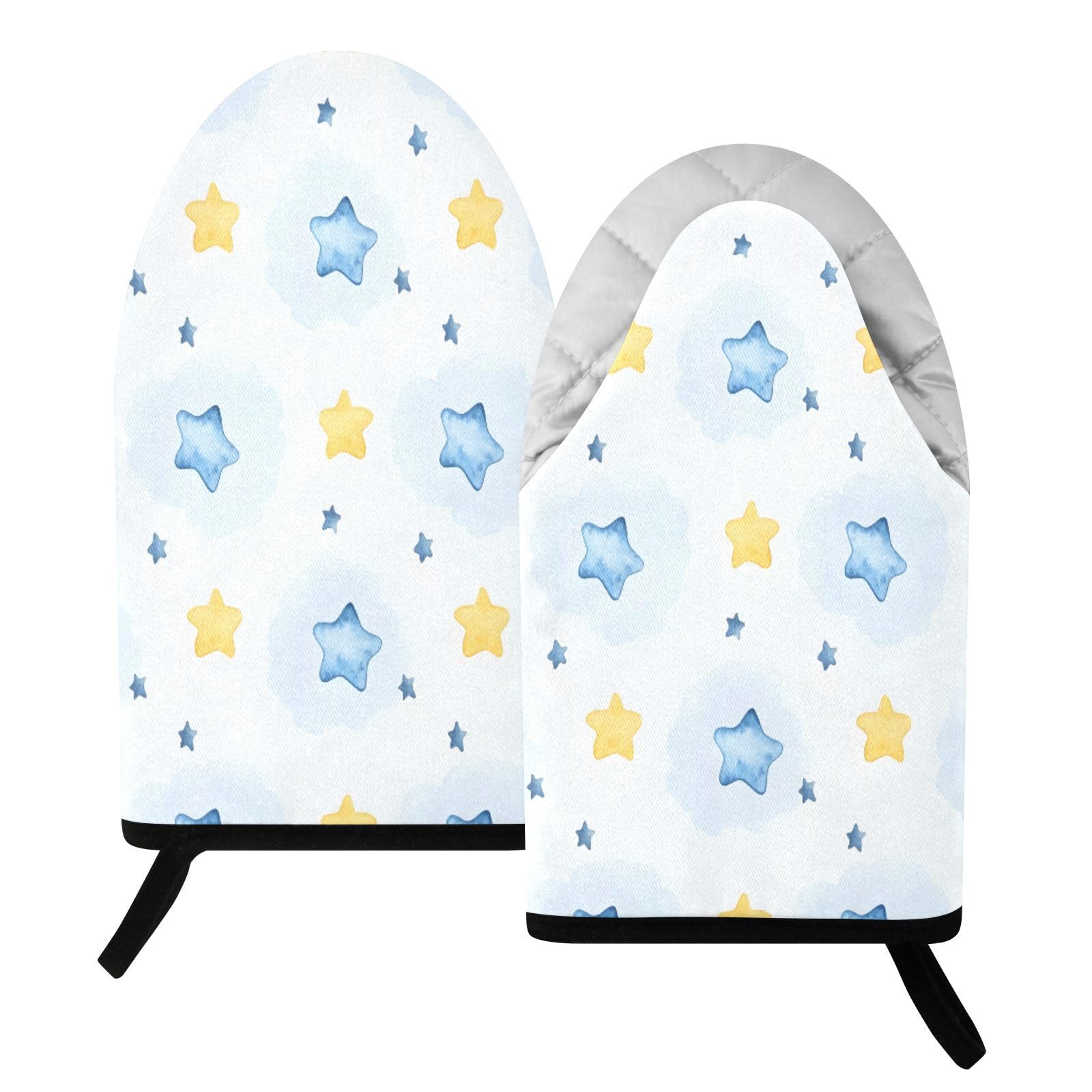 BURSTDDY Watercolor Stars Oven Mitt,Heat Resistant Kitchen Mitts for Cooking