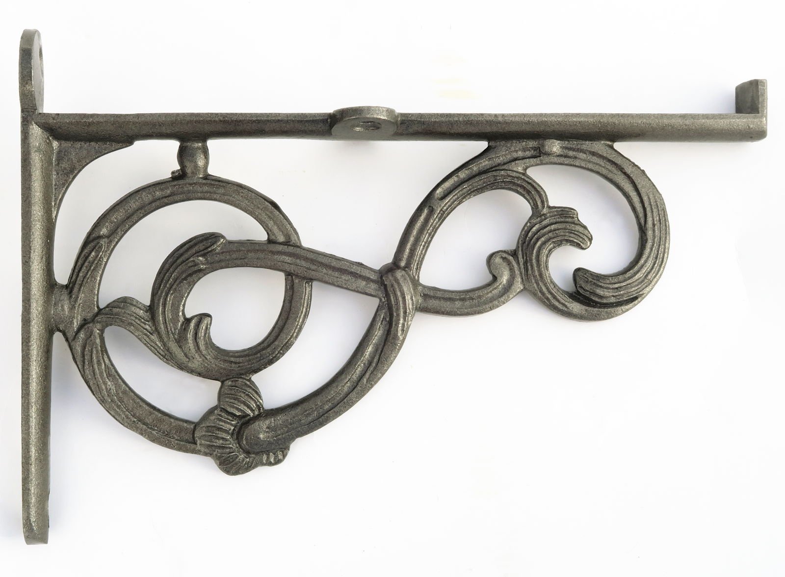 Castelion Iron Grey Castelion® Pair Of Cast Iron Victorian Scroll Shelf Brackets With Lip | High Quality Home Accessories | Shelf Hardware | Ornate Home Decor | Decorative Shelving Brackets And Supports | 8" (20Cm)