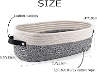 Vista 3 de Cesta pequeña tejida de cuerda de algodón para papel higiénico, cestas para organizar, cesta decorativa para decoración boho, pequeña cesta de Blanco