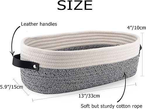 Miniatura 3 de Oradrem Cesta pequeña de cuerda de algodón tejida para organizar cesta decorativa para decoración bohemia, cesta de almacenamiento pequeña de 13 x