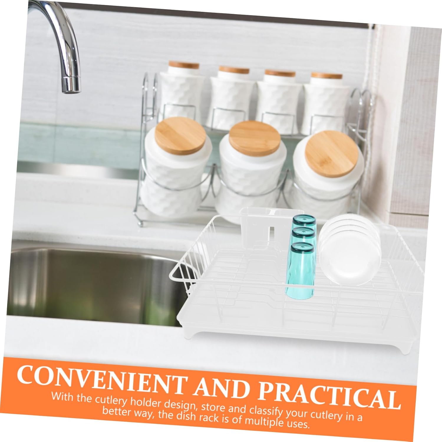 Cabilock Dish Drying Rack for Kitchen Counter Sink Dish Racks for Kitchen Sink Utensils Holder