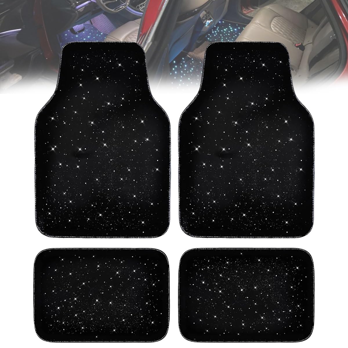 Dywaniki Samochodowe Comfort Starlight, Dywaniki Podłogowe Starlight, Uniwersalna Podłoga Samochodowa, Pełny Zestaw Błyszczących, Gwiaździstych Niebem, Antypoślizgowych Dywaników Samochodowych(DC)