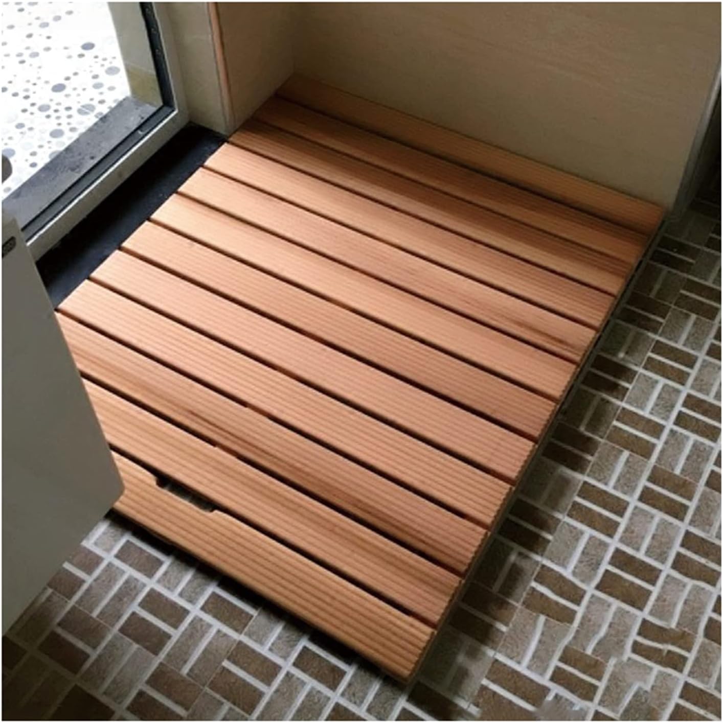 ZXCVBAS Bamboo Duckboard Bath Mat,Natural Wood Bath Shower