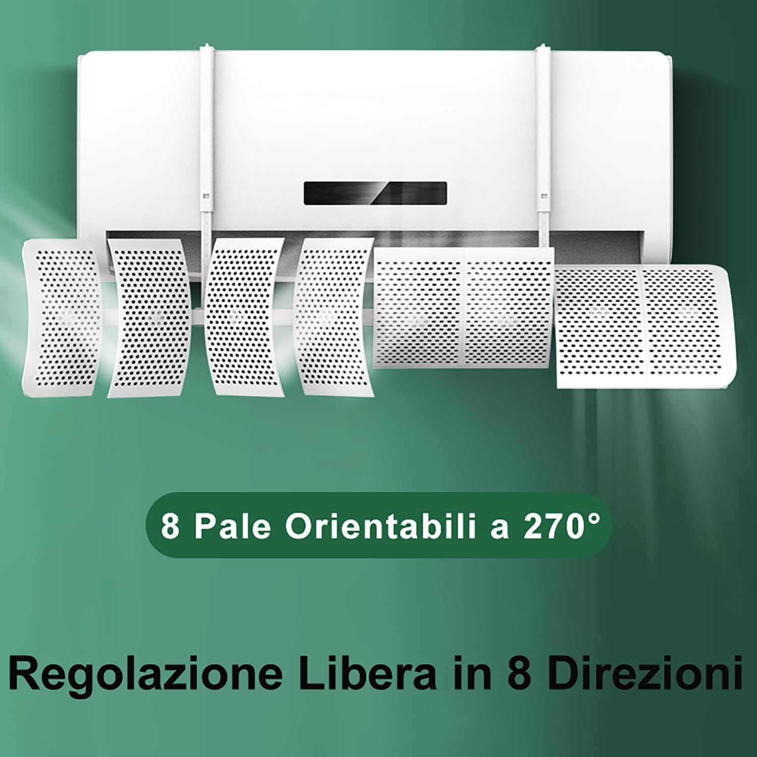 Deflector para Aire Acondicionado Universal Ajustable, 8 Aspas Orientables 270°, Montaje Rápido, Materiales Ecológicos, Evita Condensación, Ideal para Verano e Invierno