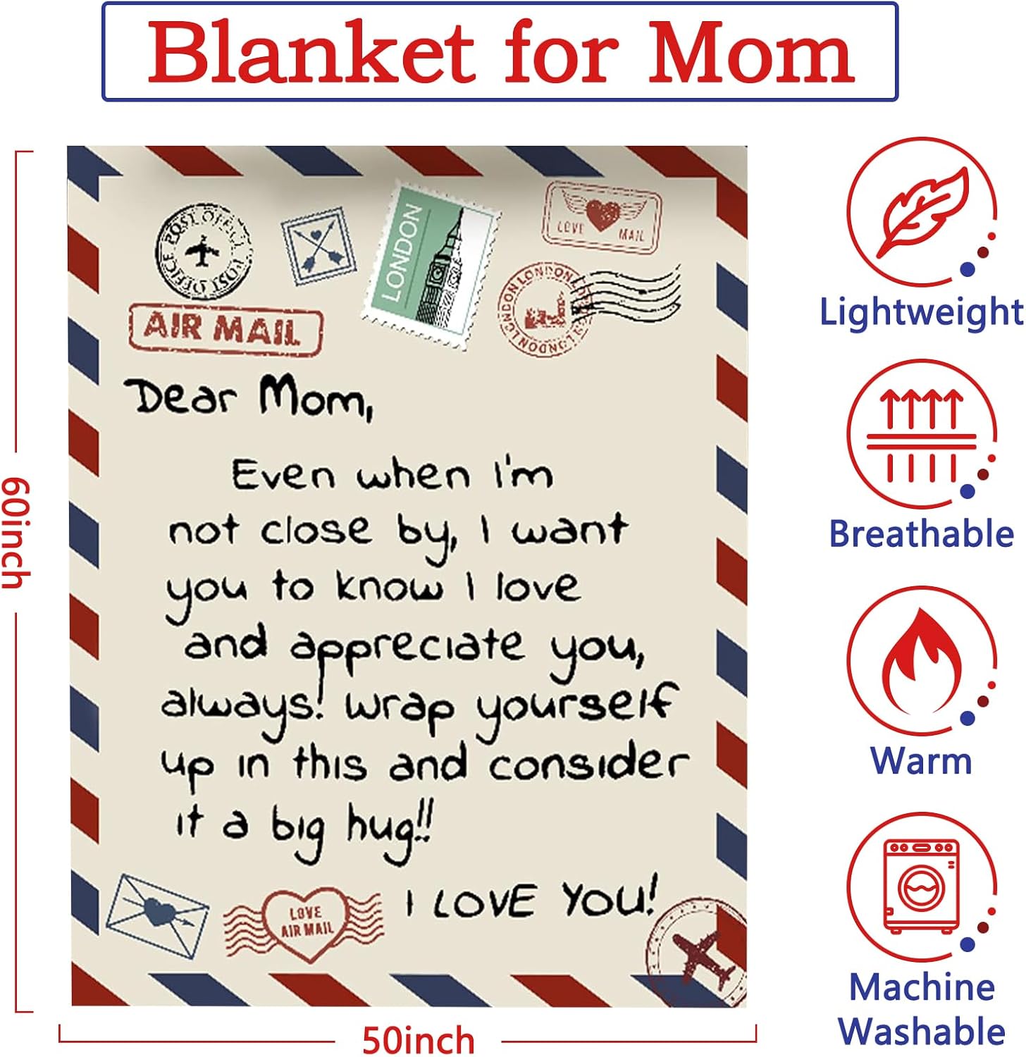 Gifts for Mom Christmas, Throw Blankets Anniversary Birthday Gift for Mom from Daughter Son,Soft Flannel Throw Blankets for Mother's Day