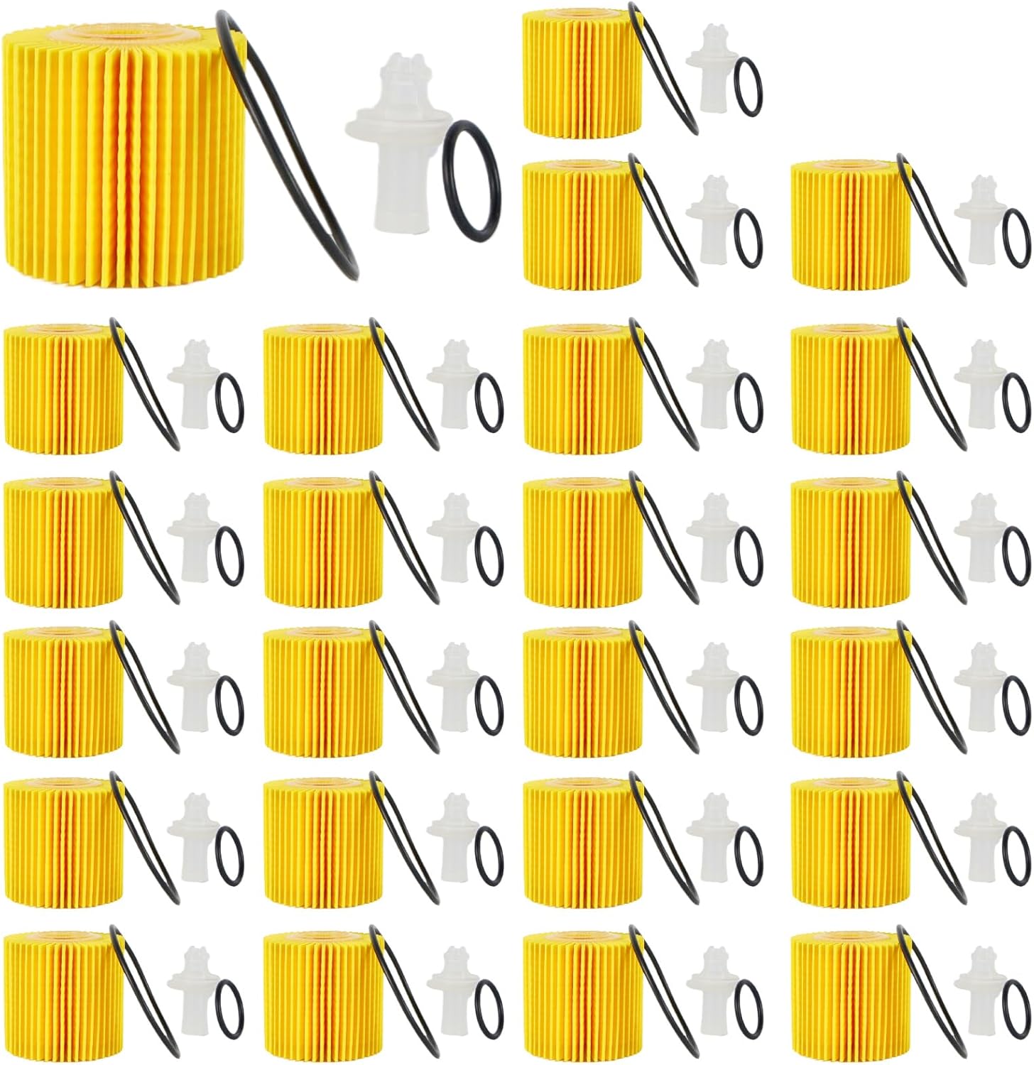 04152-YZZA1 Engine Oil Filter Kit compatible for Toyota Avalon Camry RAV4 Sienna Lexus ES300h ES350 IS200t RX350 RX450h and More Replace,04152-31090 (Yellow, 24PCS 04152-YZZA1)