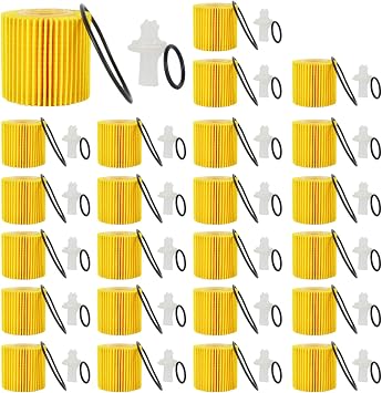 04152-YZZA1 Engine Oil Filter Kit compatible for Toyota Avalon Camry RAV4 Sienna Lexus ES300h ES350 IS200t RX350 RX450h and More Replace,04152-31090 Yellow, 24PCS 04152-YZZA1