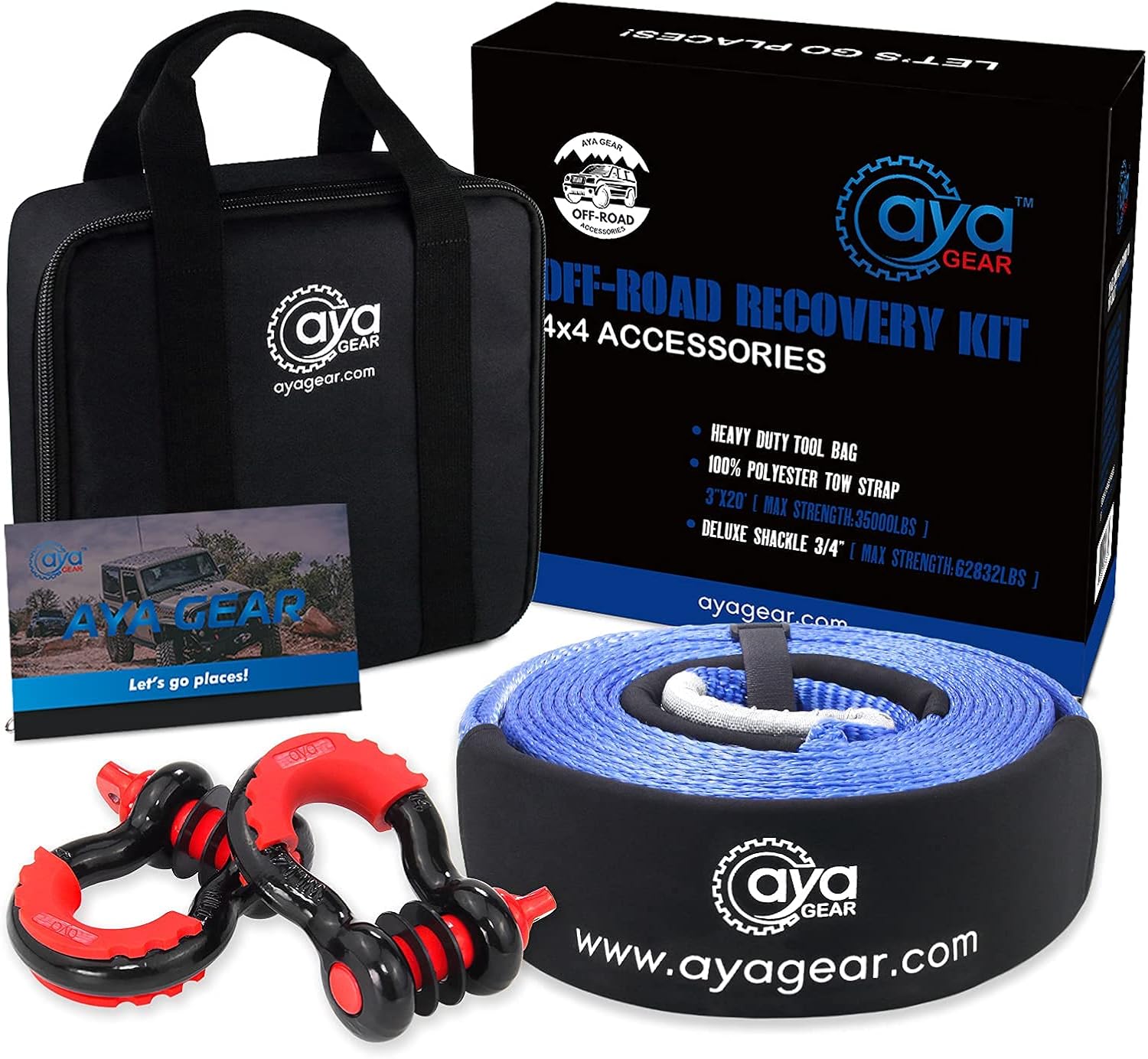 Motormic Tow Strap Recovery Kit - 20 Ft X 3 In  30,000 Lbs.  Tow Rope 3 4 D Ring Shackles 2pcs Storage Bag Heavy Duty Straps For Winch Truck Car Atv Off Road Vehicle Towing - Foto 13