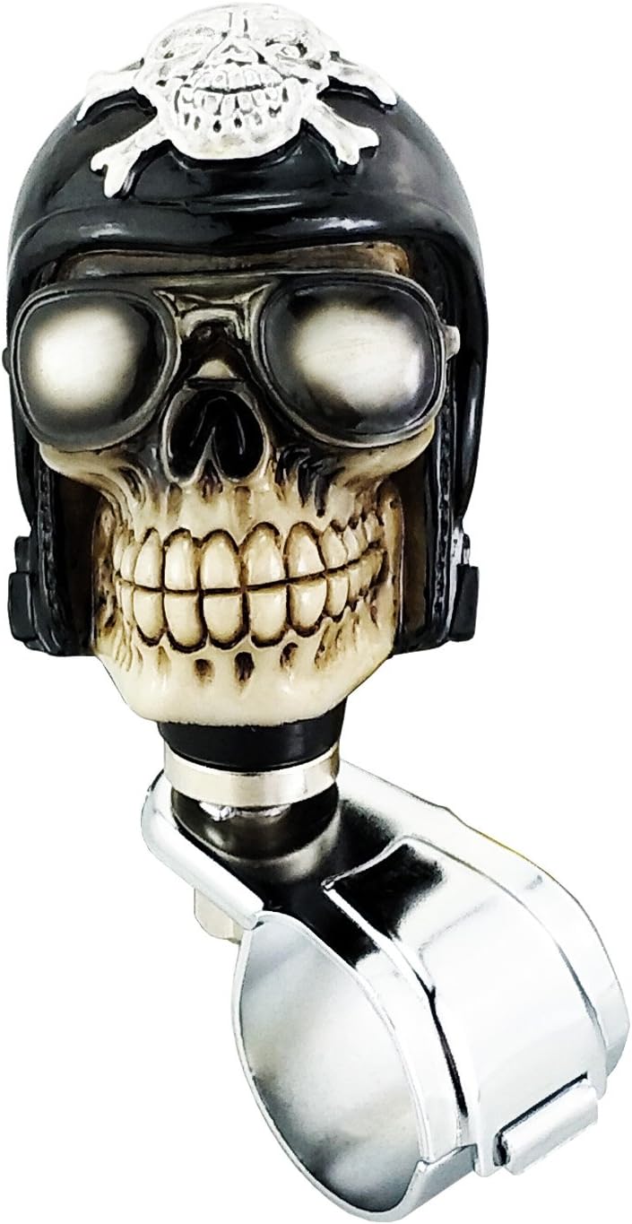 Lunsom Wheel Spinner Knob, Skull Shape Spinning Wheel Suicide Knob Power Handle Turning Aid Helpers Spinner Knobs Fit for Tractors, Forklifts, Lawn Mowers