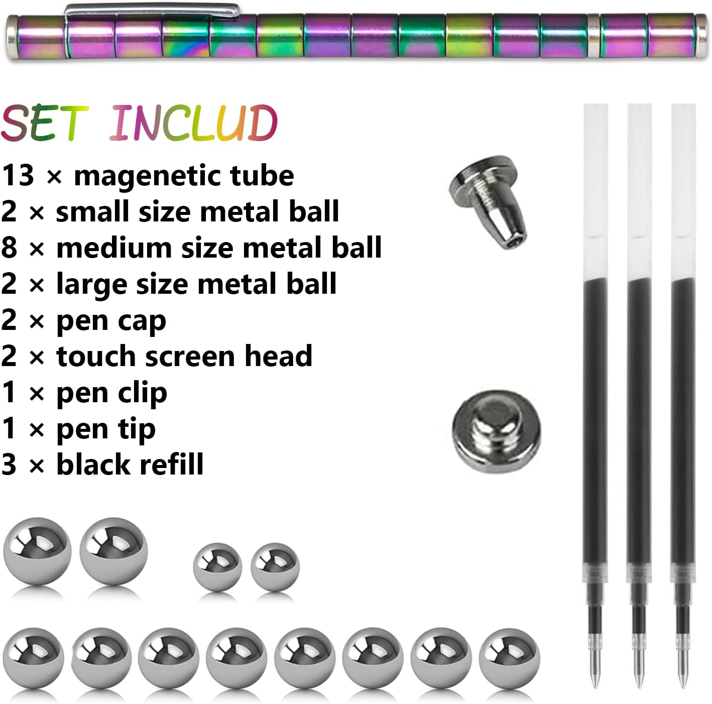 QUALITÉ ÉLÉGANCE À Confiance Élégance Fidget Pen Boules Magnétiques | Stylo Magnétique Cool Gadgets Fidget Toy | Fidget Toys Cadeaux Pour Lui Cadeaux Pour Elle | Cadeaux D'anniversaire Pour Femmes Ho