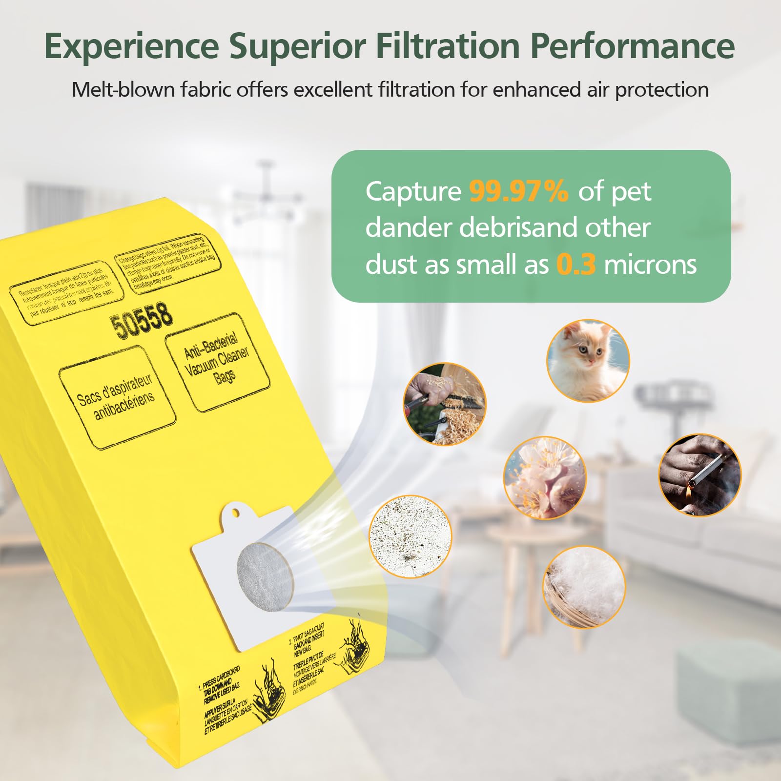 Serbatoio Caballero 500 Sacchetti Per Aspirapolvere Kenmore Sears Tipo Q/C HEPA - Confezione Da 6 Pezzi, Compatibili Con Molti Modelli Sacchetti Compatibili Modello 20-53292 - Foto 6