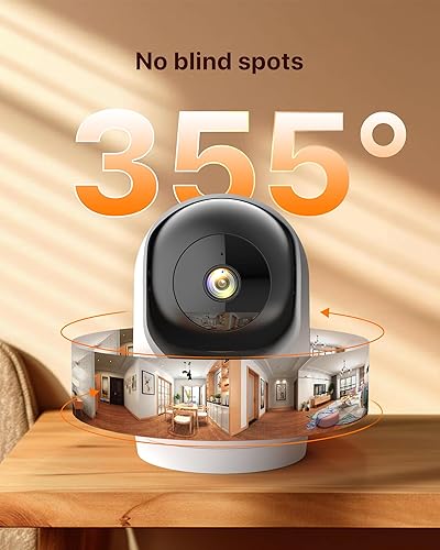 Miniatura 2 de Tenda Cámara de seguridad interior 2K para monitor de bebé, WiFi 6 para mascotasperros, para seguridad del hogar, panorámicainclinación de 360,
