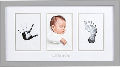 Pearhead Newborn Babyprints Photo Frame Baby Handprint and Footprint Keepsake Kit, Gender-Neutral Nursery Décor, Baby Accessory for New and Expecting Parents, Gray