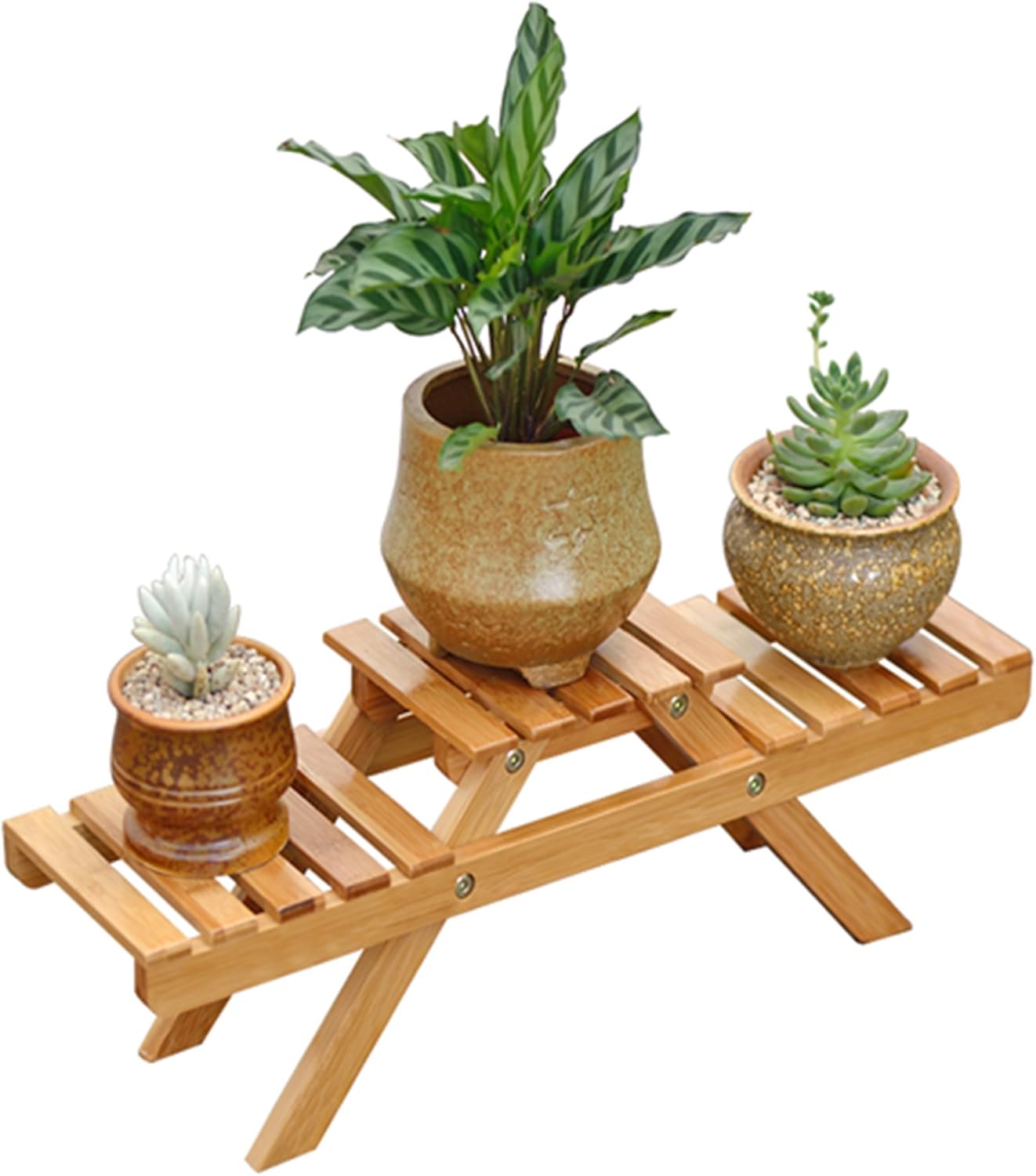3 Pot Small Plant Stand Succulent Flower Rack Desk Decor