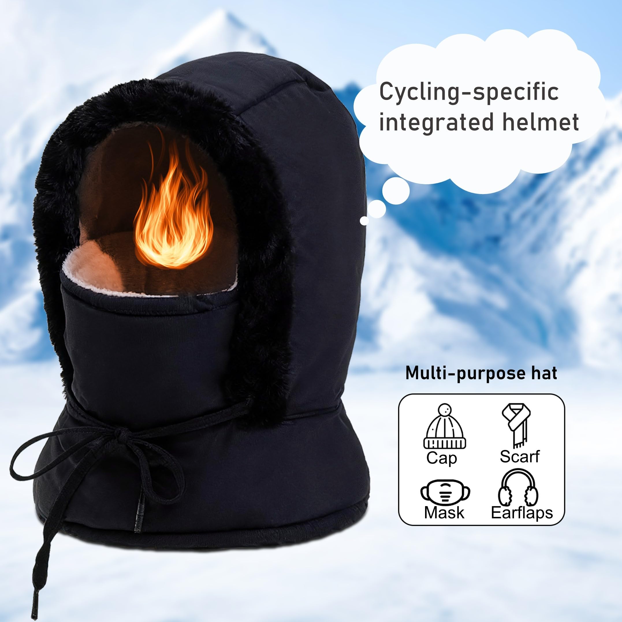 Cagoule Polaire Hiver, Chapeau Balaclava Hiver Anti-Vent, Bonnet Echarpe Cache Cou Thermique Homme Femme Réglable par Cordon, Multifonction Bonnet pour Ski, Cyclisme Activités Outdoor