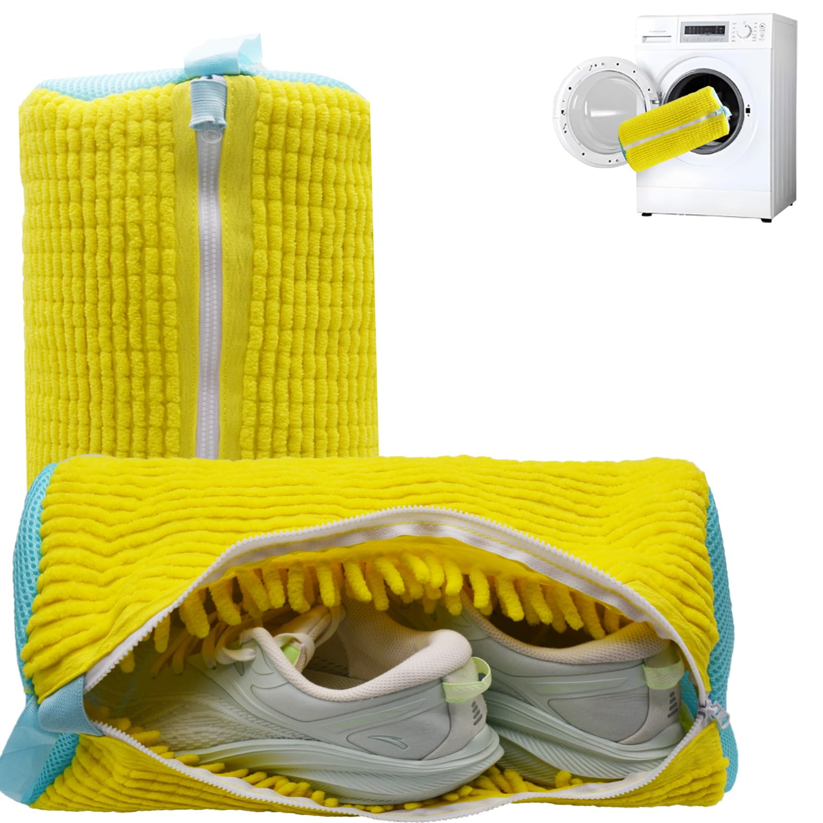 EliteEase Shoe Bag for Washing Machine, 2 Pcs Yellow Shoe Cleaning Bag, Reusable Shoe Washing Machine Bag, Shoe Washing Bag Laundry Shoe Bag for Most Shoe Types and Sizes-picture-46