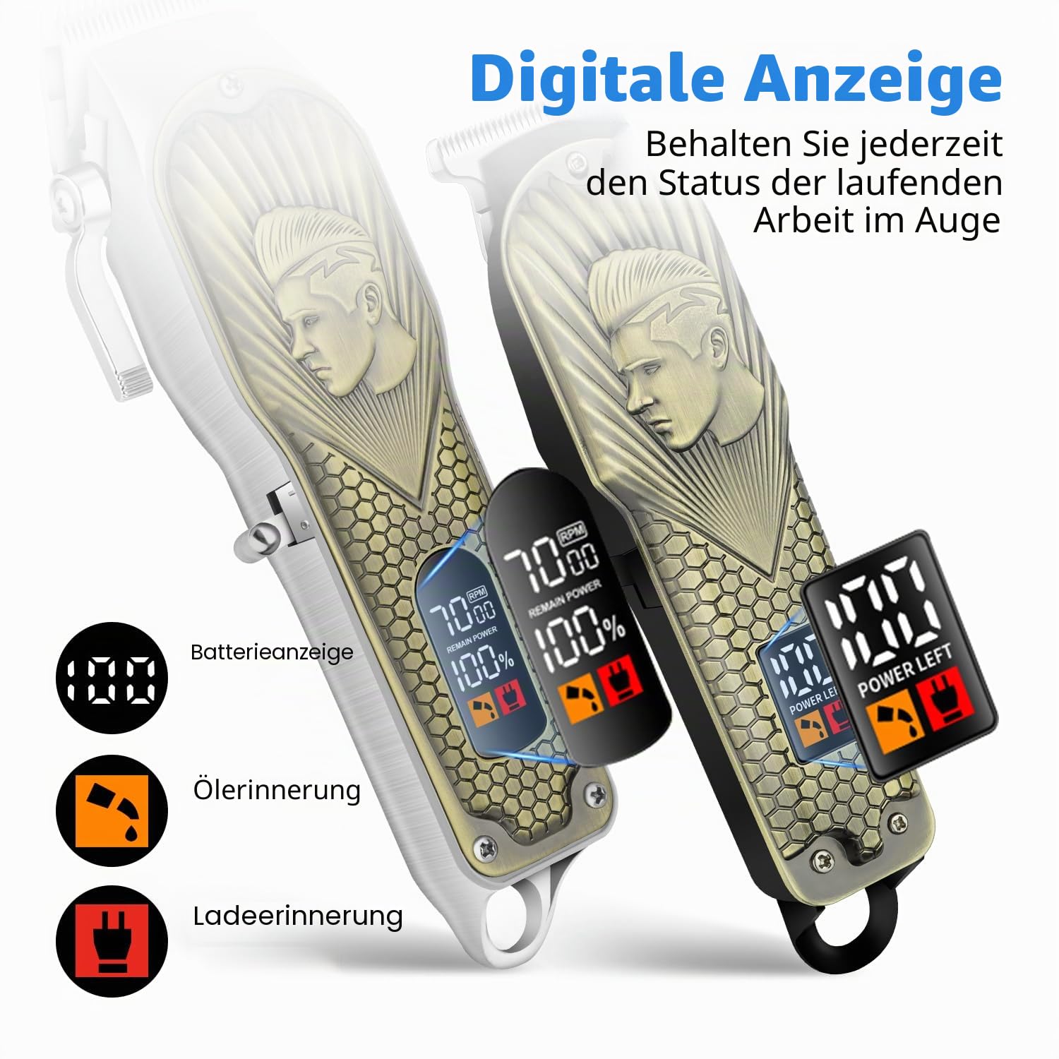 HIENA PRO Professionelle Haarschneidemaschine für Männer, kabellose Haarschneidemaschine für Friseure, Trimmer, LED-Haarschnitt-Set mit Folienrasierer, Nasentrimmer