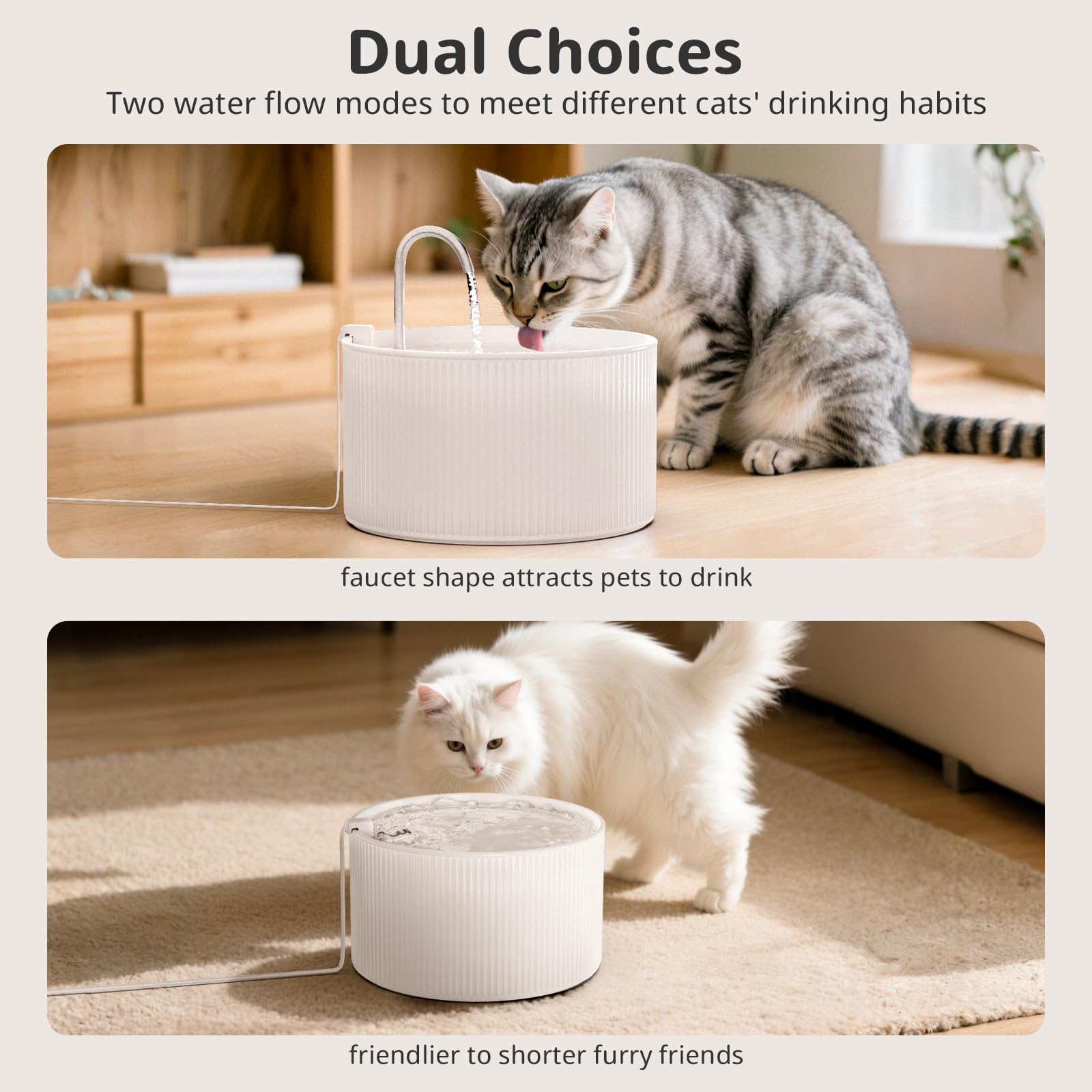 Fuente de agua de cerámica para gatos, fuente de agua automática de cerámica para gatos y perros, para interiores con bomba ultrasilenciosa, filtro y esponja de repuesto (blanco)