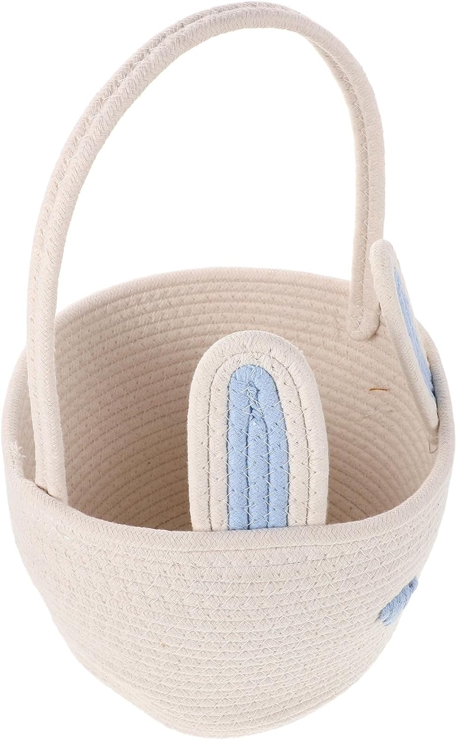 STOBAZA Bunny Basket with Ears Cotton Rope Woven Storage Basket for Easter Egg Hunts and Organizing Snacks Spacious and Easy to Clean Bunny Ear Design