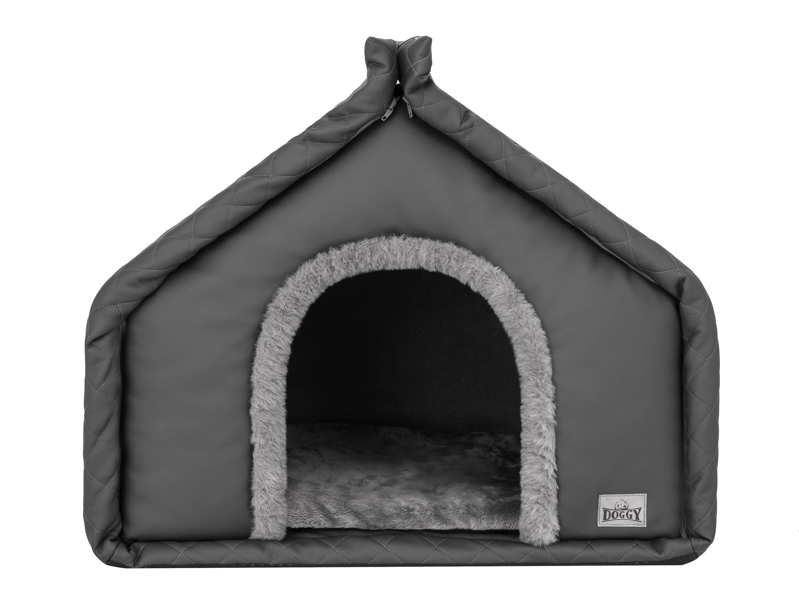Domek dla Psa i Kotów, Jaskinia, Poduszka dla Zwierząt Domowych - Rozmiar R1 42 x 32 cm, Grafitowy