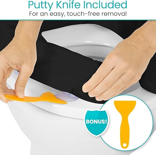 Vista 7 de Asiento de Inodoro Vive (Espuma Acolchada Suave) - Fácil de Limpiar, Acolchado Suave para Baño - Apto para Asientos Estándar y Alargados - Donut