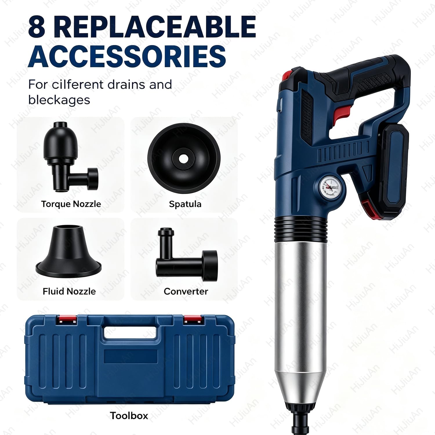 Sturalavandini Resistente, Disotturante Per Wc, Pressione Dellaria 1-6 Bar, Barometro Visivo, Anti-schizzi + Risparmia Tempo/fatica, Utilizzabile Fino A 30 Volte Con Una Sola Carica, Per Bagno