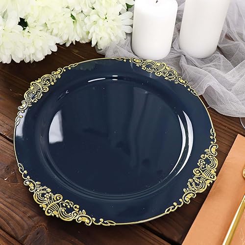 Miniatura 80 de Efavormart - Paquete de 10 platos llanos redondos de plástico de 10 pulgadas en verde salvia vintage, platos desechables barrocos en relieve