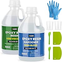 68oz Crystal Clear Resin Kit,Bubble Free & Not Yellowing Epoxy Resin for Coating, Casting, Table Top,DIY, Bar Top, River Tables, Resin Art, Wood with High Gloss Finish
