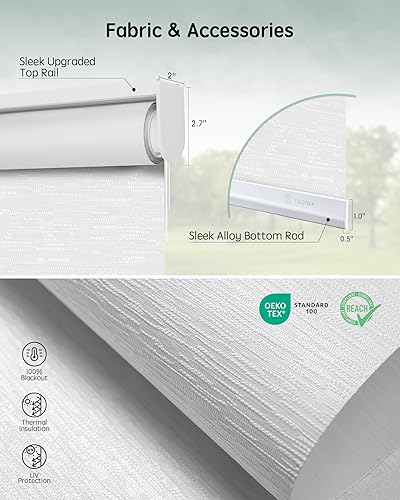 Miniatura 12 de Yoolax Persianas motorizadas con control remoto, persianas inteligentes opacas para ventanas, persianas enrollables motorizadas, persianas Tela