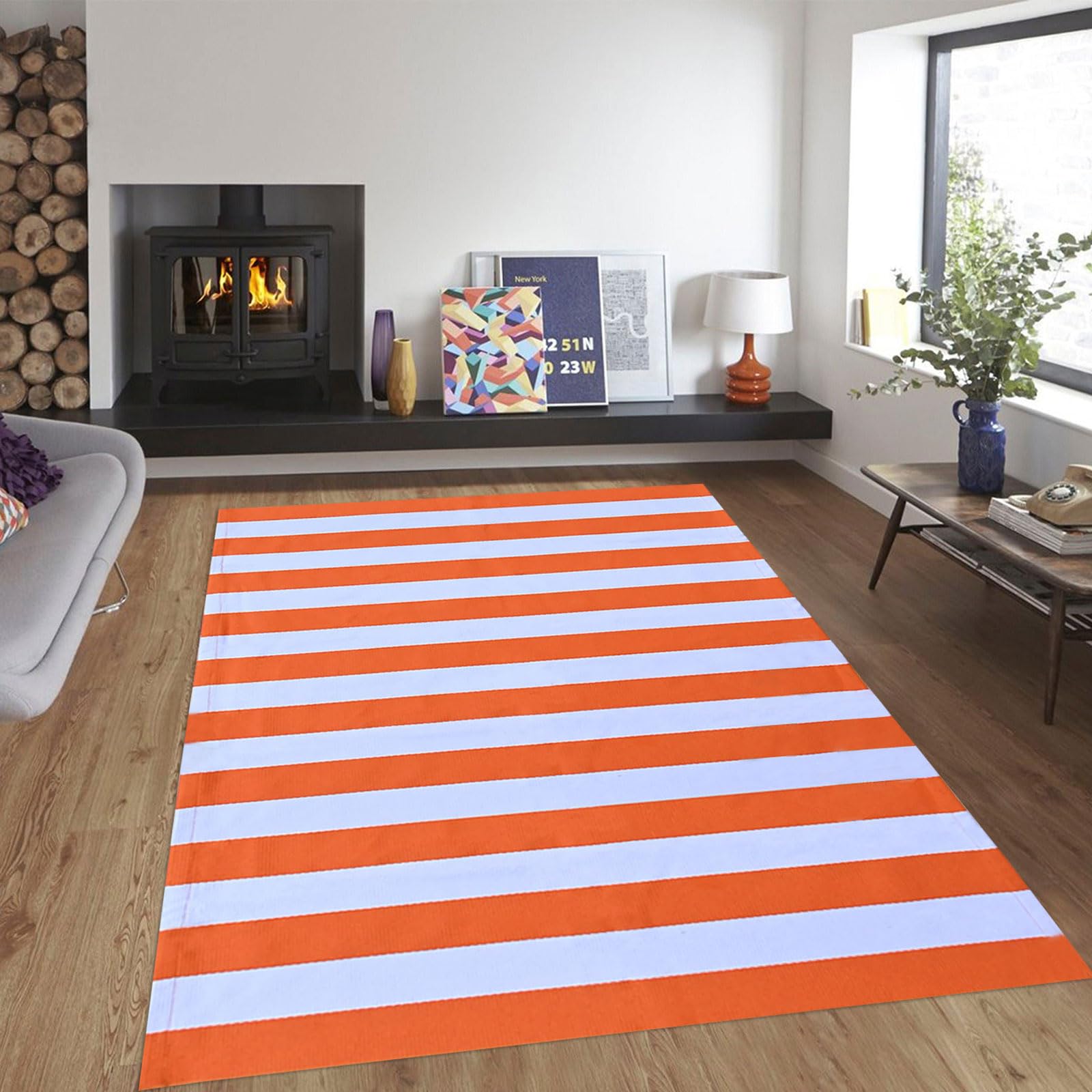 Tapis de porte d'entrée d'automne CAINANEL grand tapis extérieur orange blanc