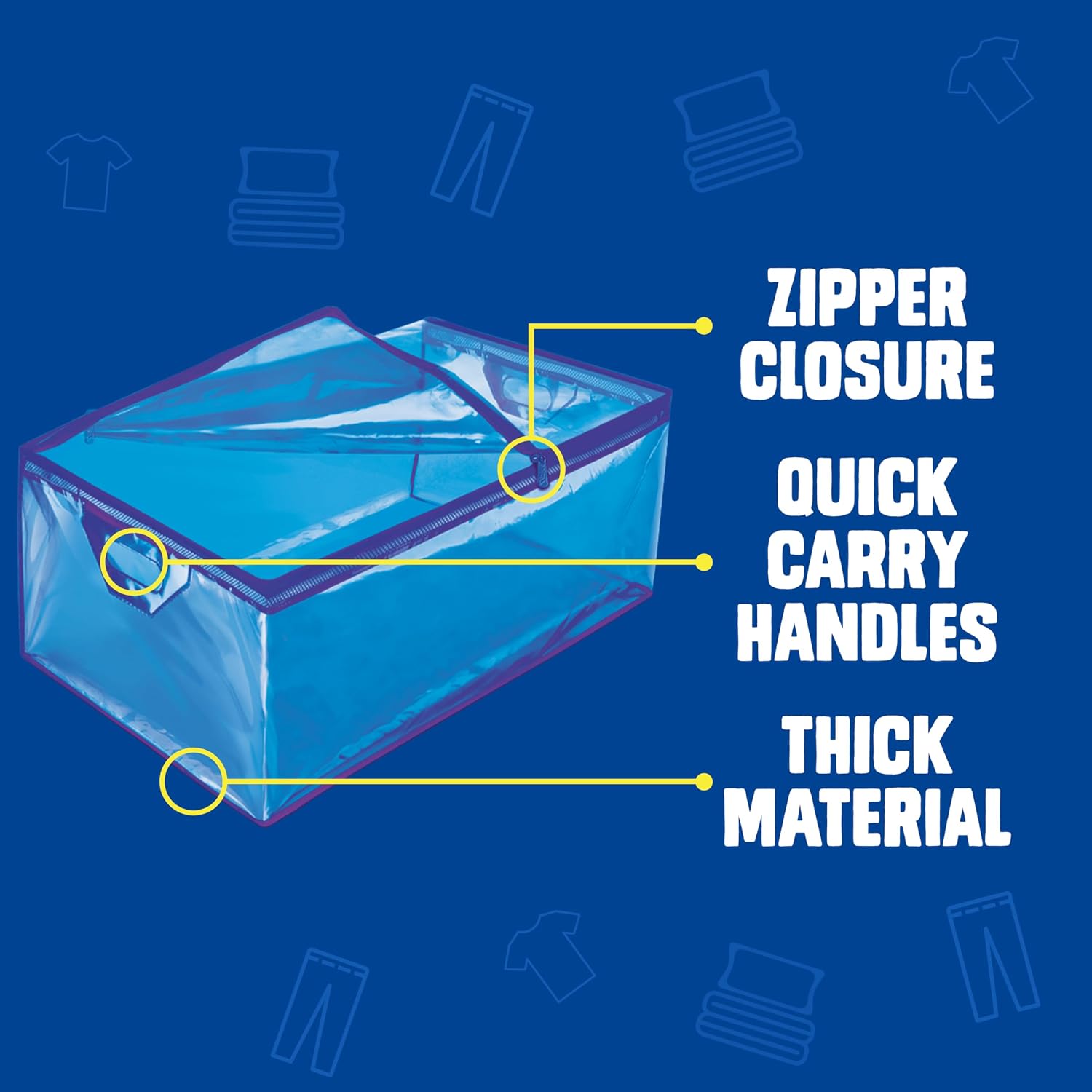 Ziploc Flexible Totes, X-Large Size, 22 Gallon, 2 Count Organizing Tote with Zipper and Built‑In Handles, Flexible & Stackable Clothing and Home Storage Bag