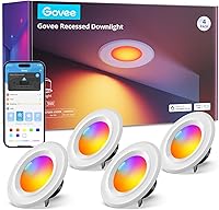 Govee 6 Inch Smart RGBWW Retrofit Recessed Lights, WiFi Bluetooth, 1000 Lumens, 65 Scenes, Alexa Google Assistant, 4 Pack
