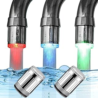 2 Pack LED Water Faucet, 3 Color Temperature Sensitive LED Water Faucet Light Water Stream Color Changing Faucet Tap for Kitchen and Bathroom