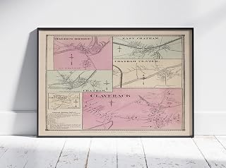 Historical Map Poster Claverack Villages 1873 Malden Bridge New Concord East Chatham Center Columbia County | 11x17 12x18 16x24 24x36 Unframed Print Wall Art | Vintage Antique Gift | Home Office Decor