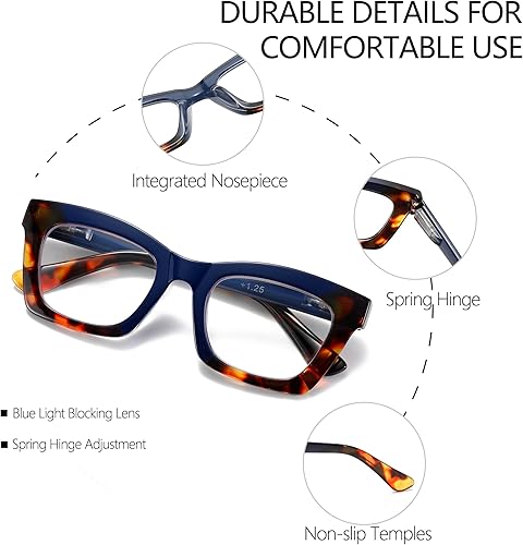 Miniatura 9 de FSRTEP Oprah - Lentes de lectura para mujer, paquete de 3 lentes de lectura estilo Stylis con bloqueo de luz azul y bisagra de resorte