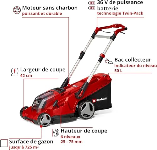 Einhell Tondeuse à Gazon sans Fil RASARRO 36/42 Kit (2x5,2 Ah) - 3