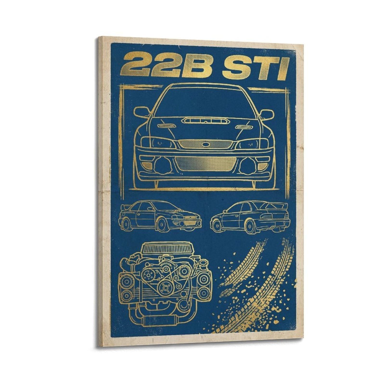 Xkuga Boys Frame-Style Motorsport Rally Car Poster Impreza 22B Sti Racing Performance Modern Decorative Canvas Prints - Ideal Wall Art For Family, Man Cave, Game Room, & Girls Bedroom 20X30inch(50X75cm)