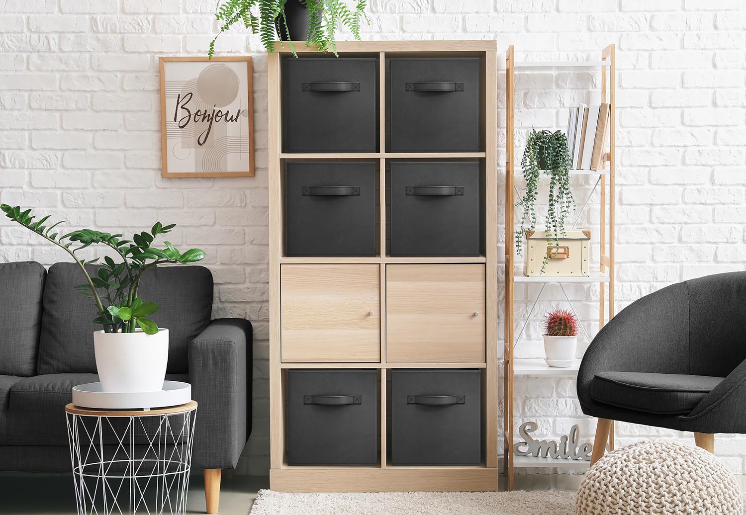 Snapklik.com : Foldable Storage Cubes - 6 Pack, 11 Inch, Black, Fabric ...
