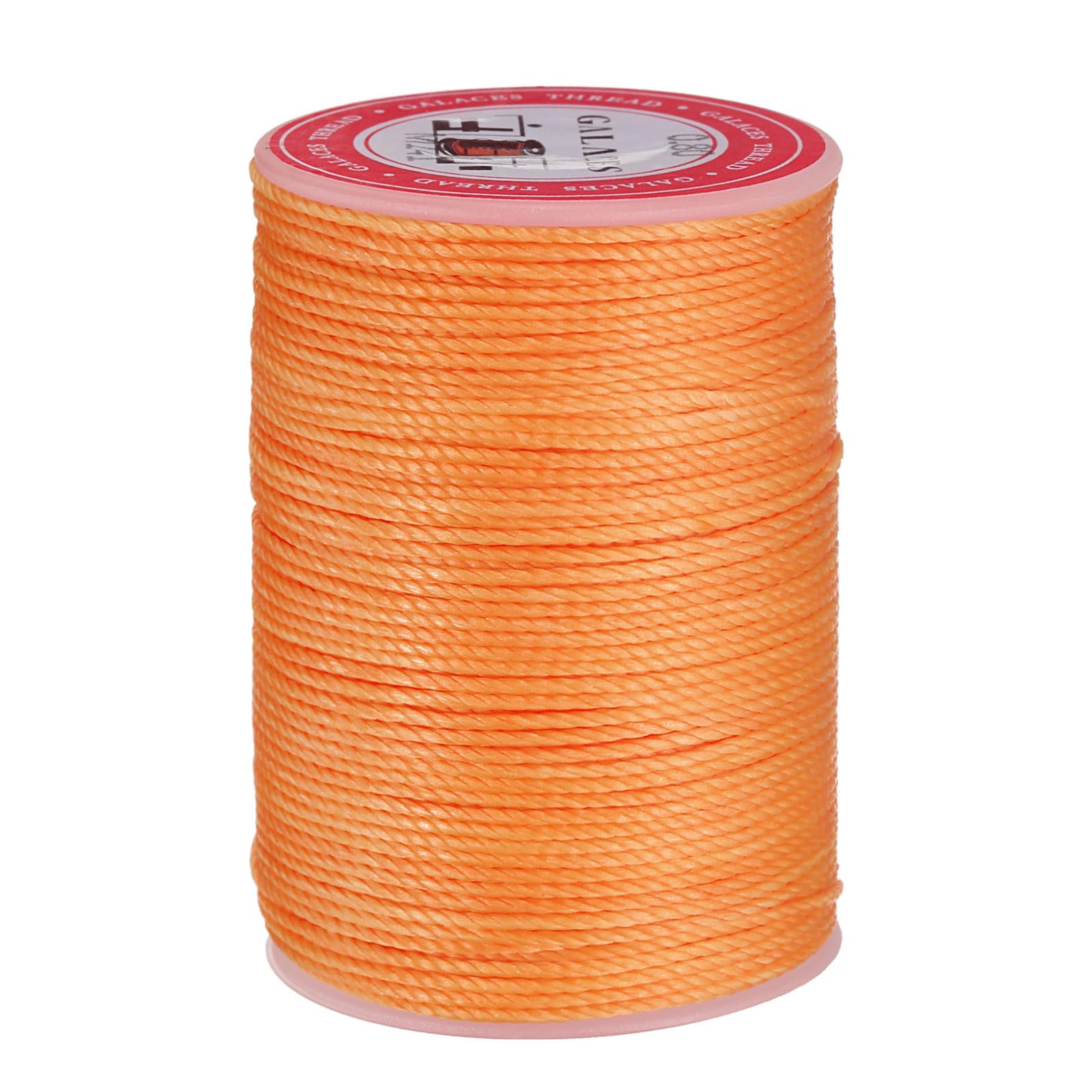 sourcing map Round Leather Sewing Waxed Thread, 55m / 60 Yards Wax Polyester String, 0.8mm Waxed Stitching Cord for Leather Crafts, Bookbinding, Bracelets Braided, Orange
