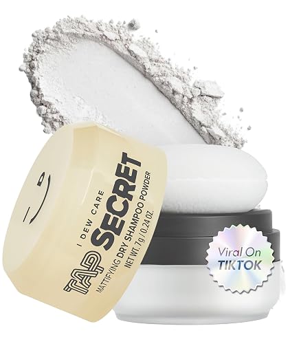 I DEW CARE Tap Secret Mattifying Dry Shampoo Powder Original 0.24 oz | Hydrating Dry Scalp, Natural Matte Finish, Oil Control, Lightweight Volume, Biotin & Black Ginseng, Travel Size, Vegan