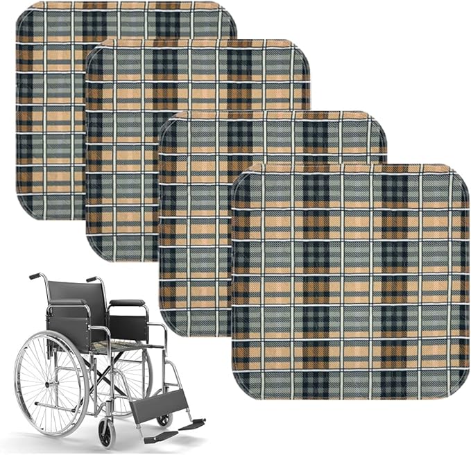 HUNAIGEE Plaid Chair Incontinence Pads Machine Washable Absorbent Seat Protector