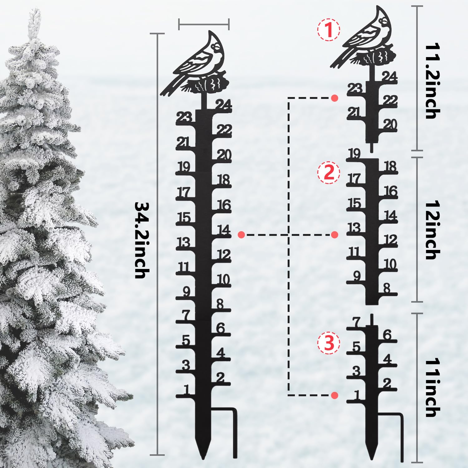 Snapklik.com : Snow Gauge Outdoor Upgrade, 24 Inch Snowfall Measuring ...