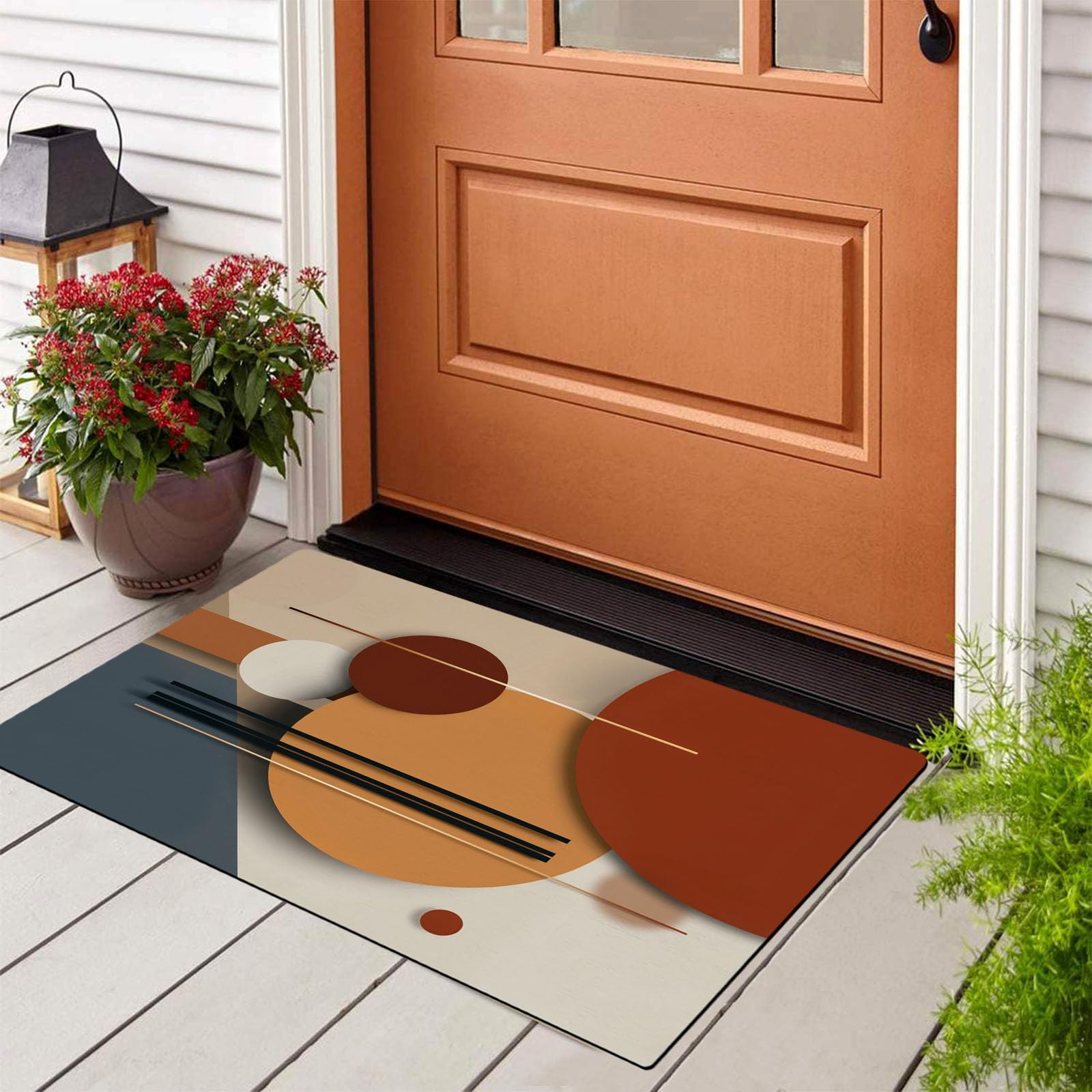 Tapis de Noël Antidérapant Orange 50x80 cm | Paillasson Intérieur Extérieur